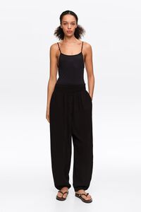 Pantal&oacute;n bombacho algod&oacute;n textura negro