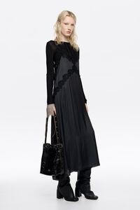 Vestido fluido encaje azul marino