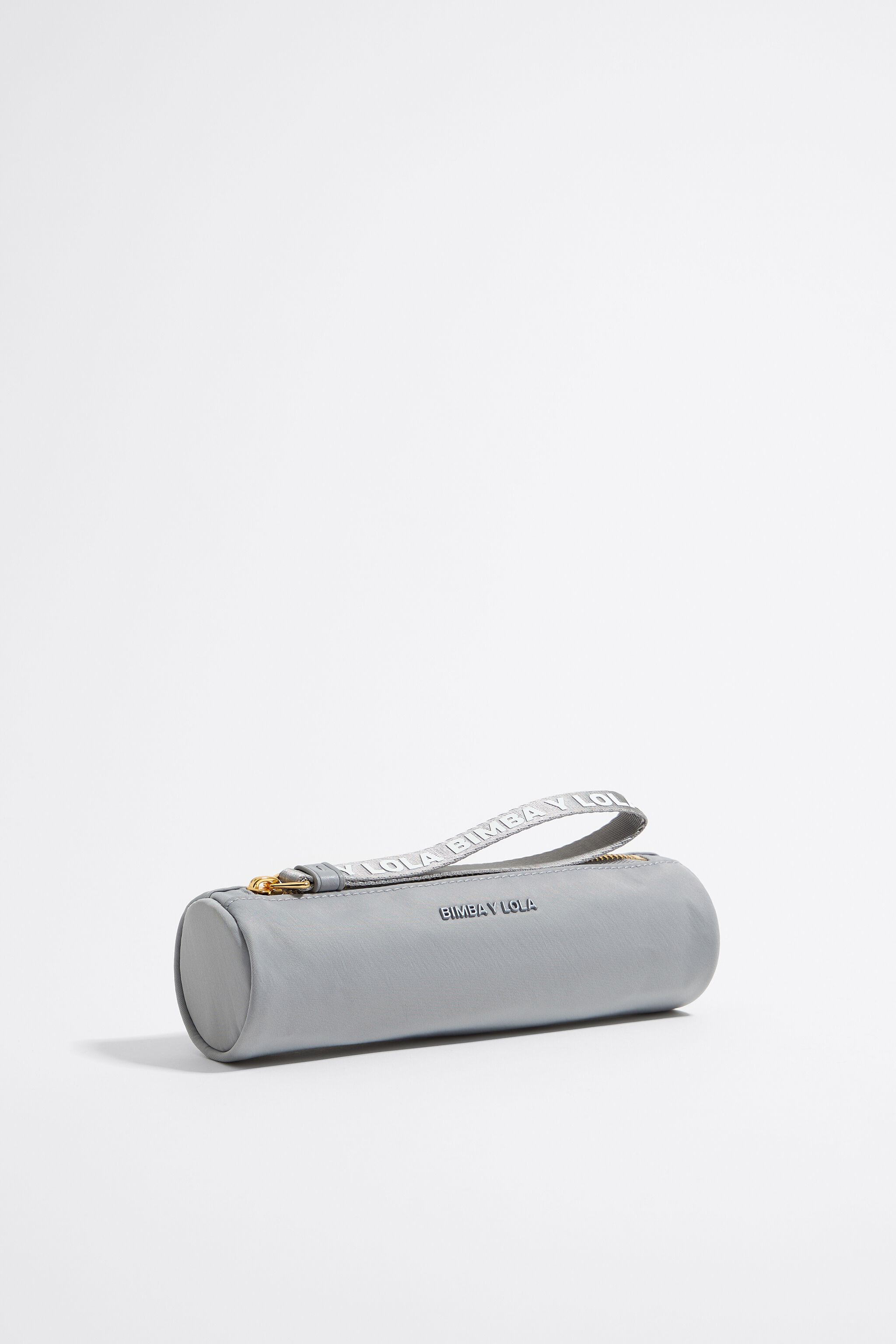 Estuche cilindrico nylon lila empolvado