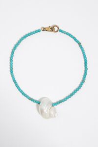Collar caracola natural y piedras turquesa