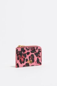 Monedero tarjetero textura brillo Leopard fresa