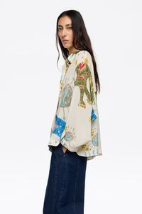 Camisa recta textura Mask Big marfil