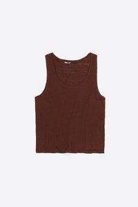 Camiseta tirantes lino lavado marr&oacute;n