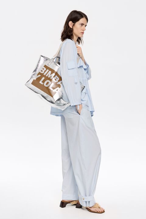 Bolsa shopper grande plateada Bolsa shopper grande plateada