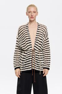 Cárdigan cintura ajustable rayas