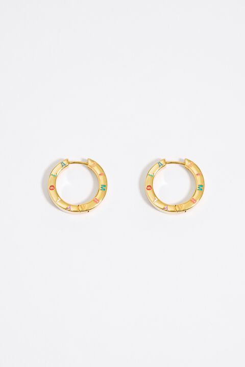 Pendientes aro dorado logo multipastel Pendientes aro dorado logo multipastel