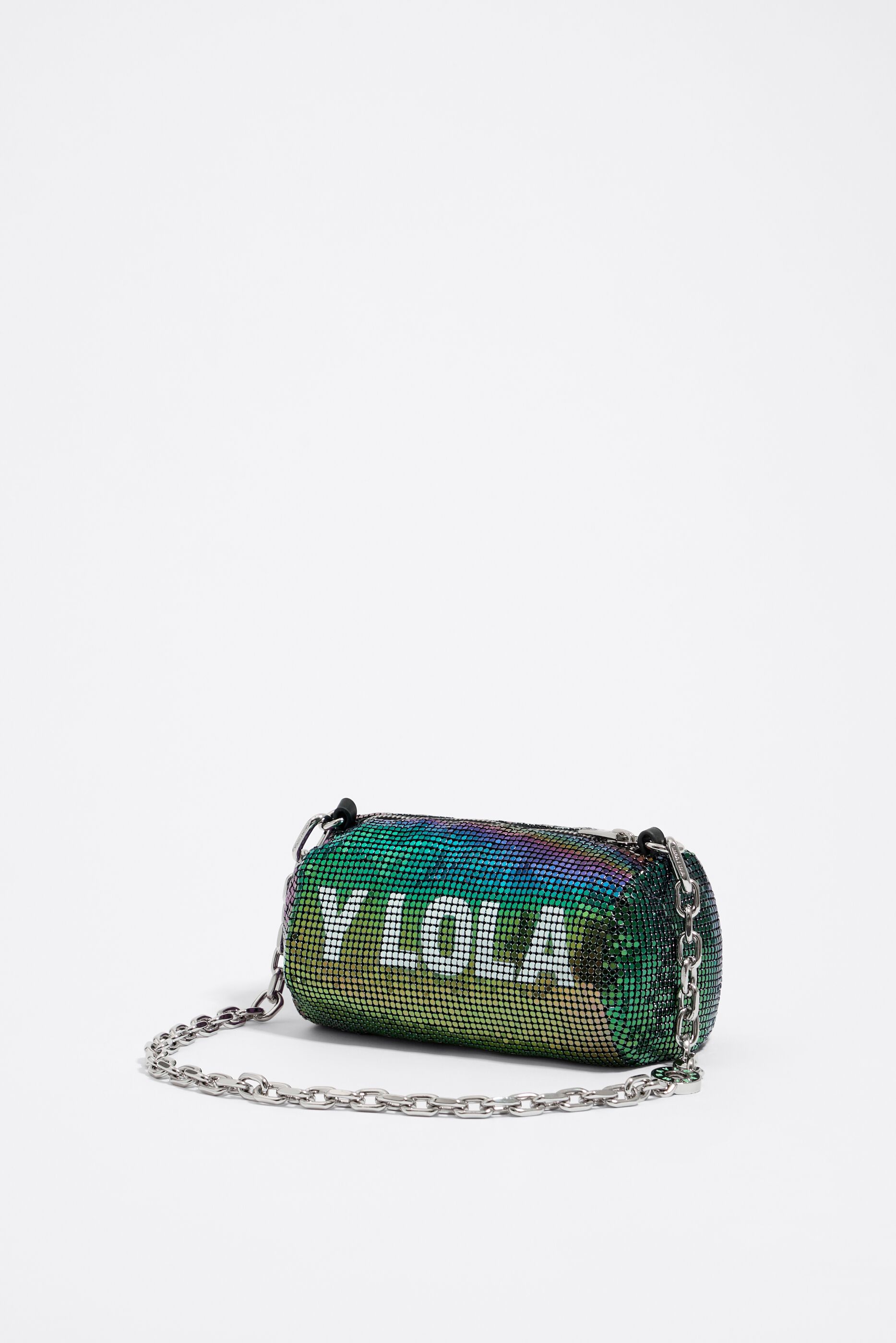 Bolso cilindro malla iridiscente