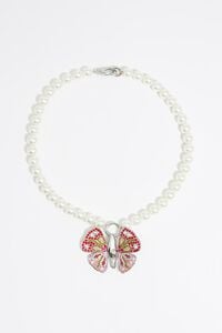 Collar mariposa cristales y perlas