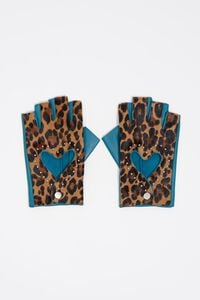 Mitones piel coraz&oacute;n leopardo