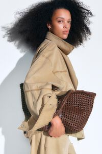 Bolso shopper grande trenzado piel nuez
