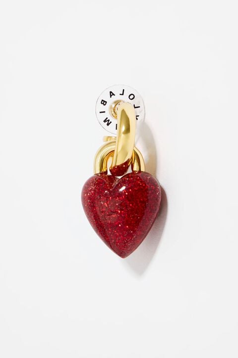 Pendientes aro corazón glitter rojo Pendientes aro corazón glitter rojo