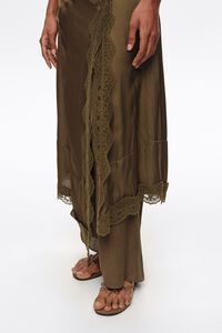 Falda pantal&oacute;n encajes viscosa oliva oscuro