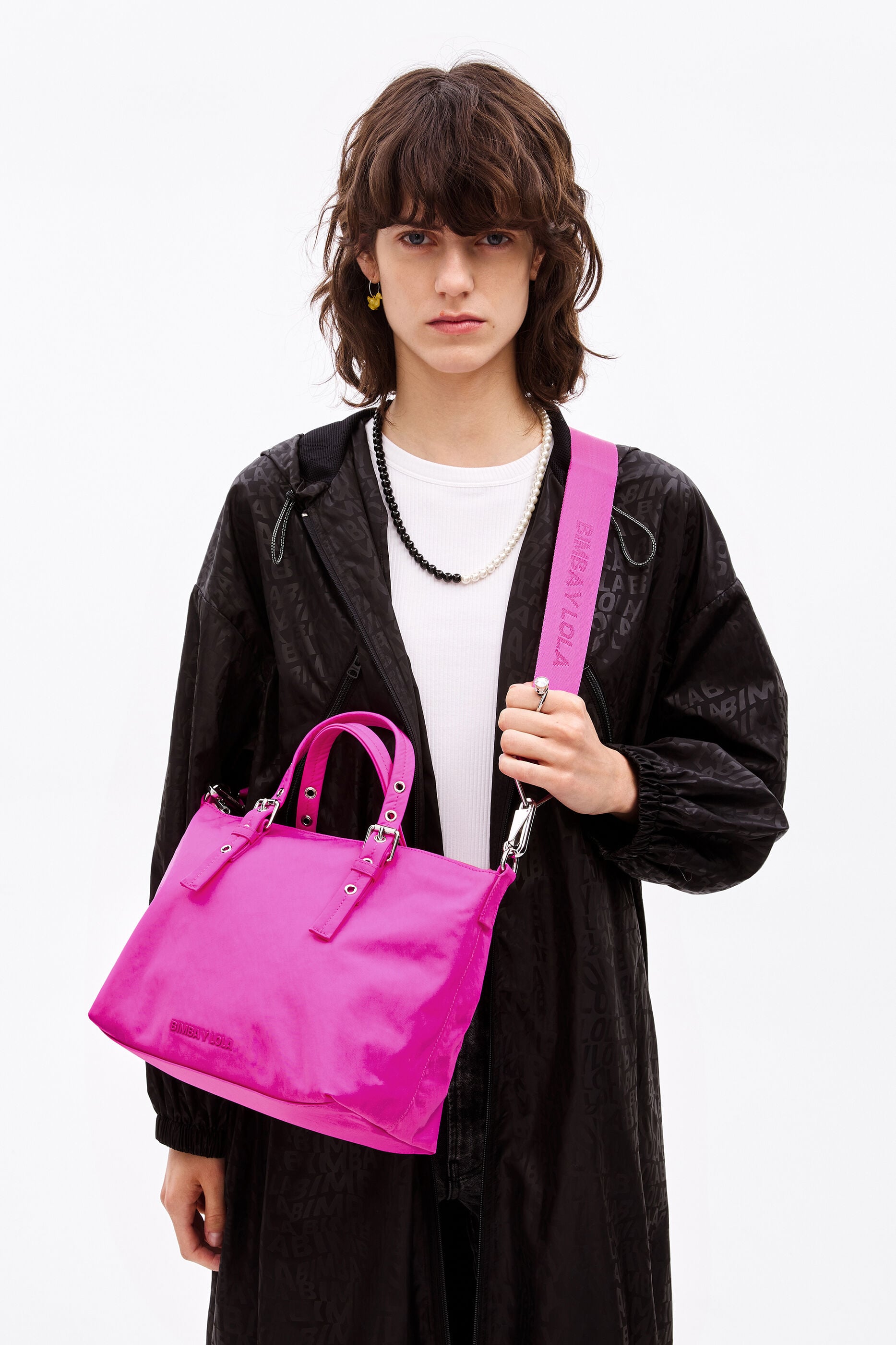 Bolso tote M nylon rosa chicle