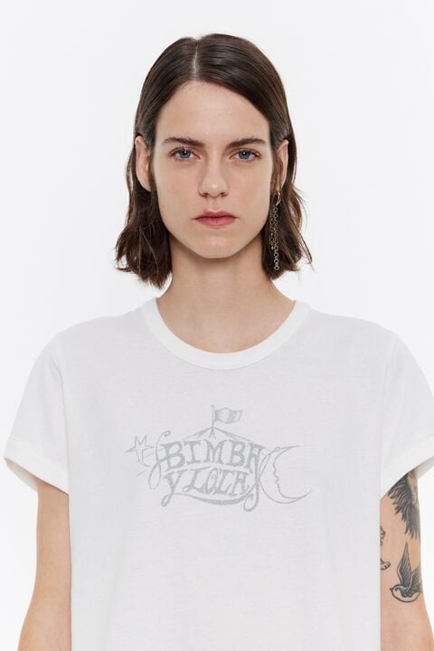 Camiseta algodón logo marfil Camiseta algodón logo marfil