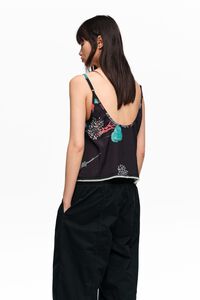 Top tirantes arrugado tortuga negro