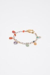 Pulsera doble perlas y piedras multicolor
