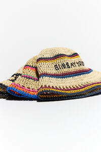 Gorro rafia papel natural franjas color