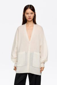 C&aacute;rdigan mohair larga marfil