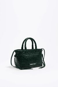 Bolso mini trenzado piel verde oscuro