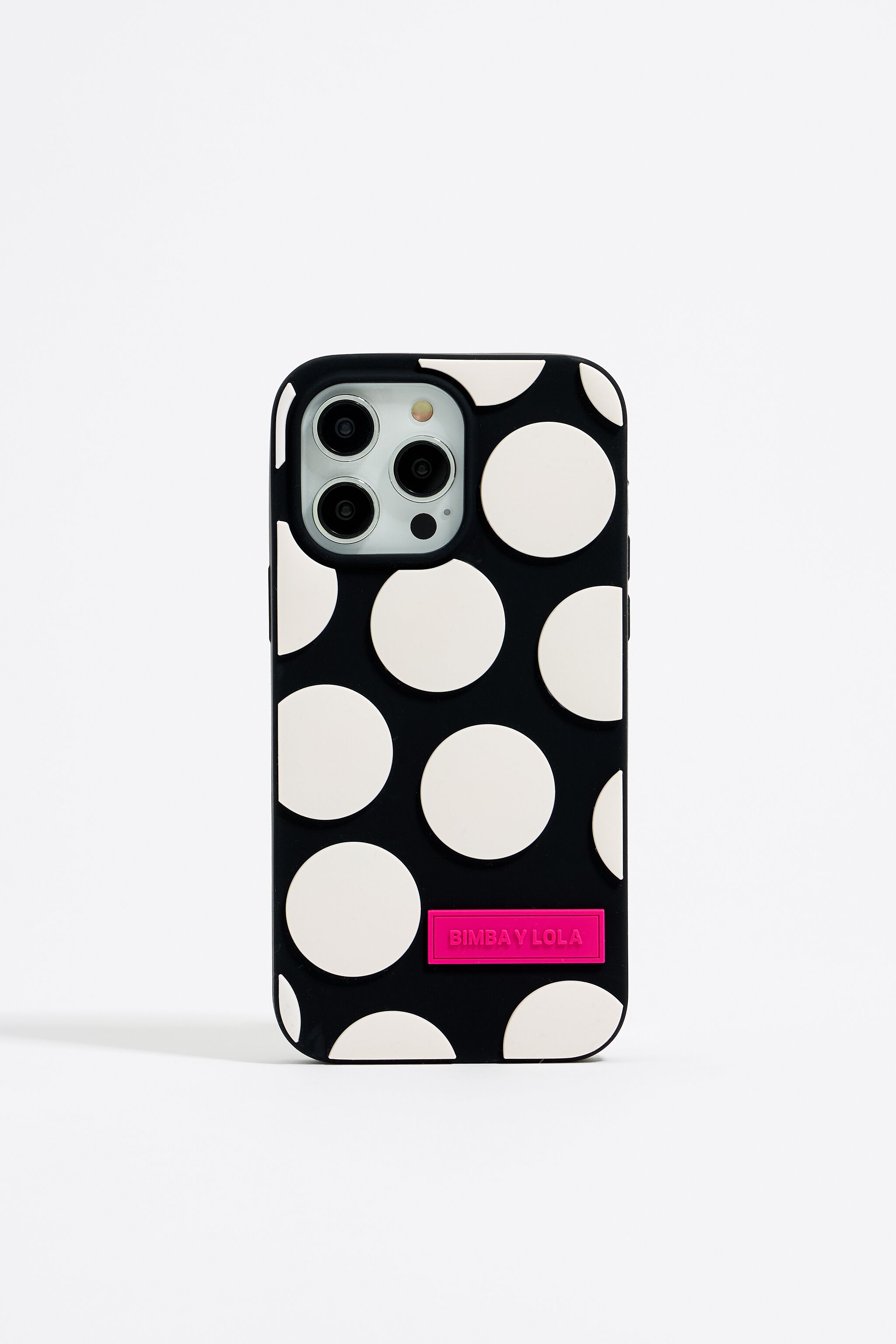 Funda iPhone 15 Pro Max silicona dots negra