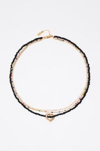Collar doble cristales negros logo coraz&oacute;n