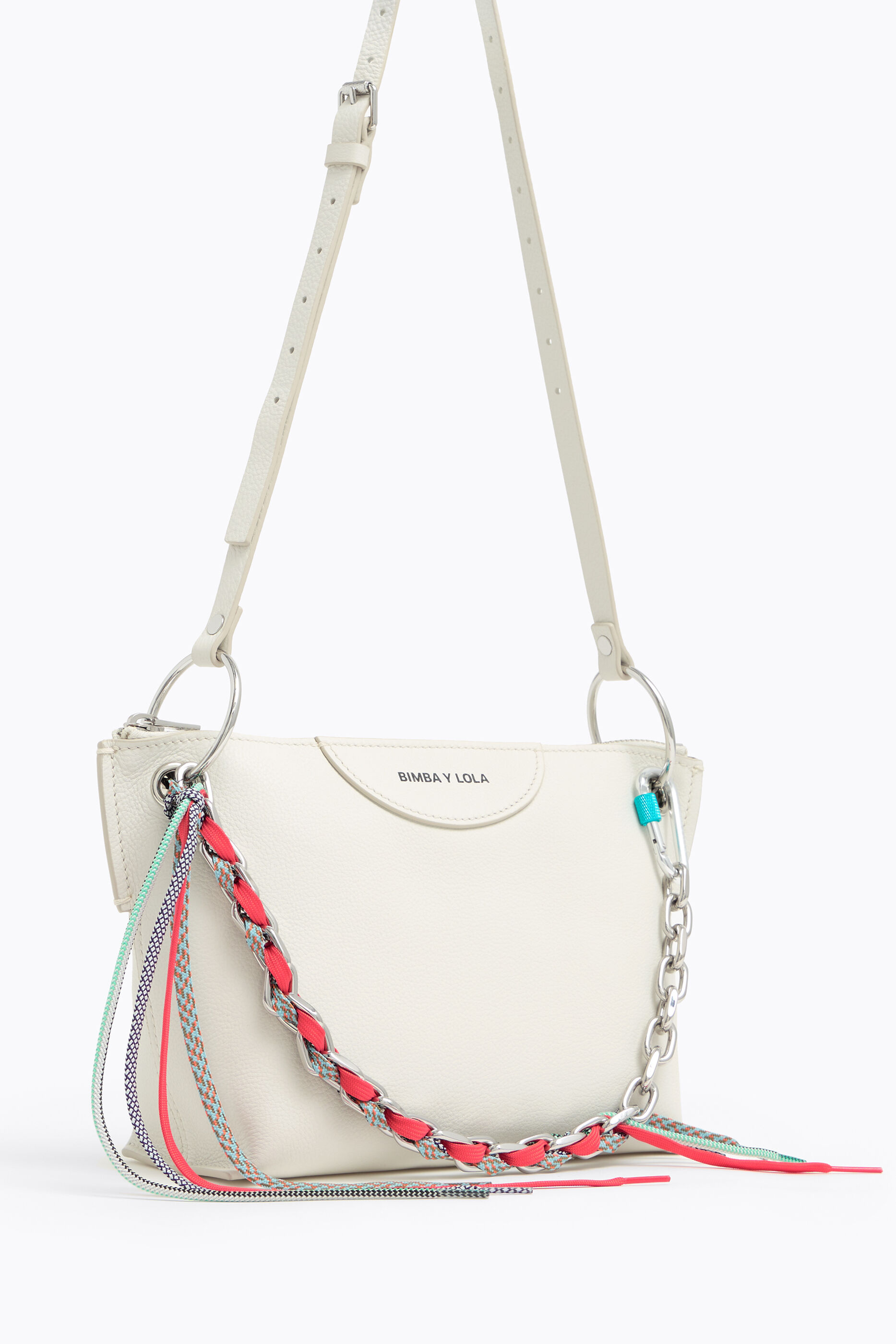 Bolso trapecio piel blanco