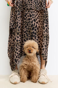 Falda fluida irregular Cheetah caqui