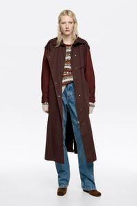 Gabardina maxi bicolor burdeos