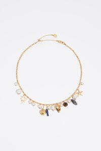 Collar caracolas y perlas dorado envejecido