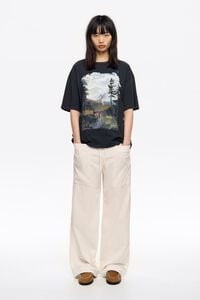 Pantal&oacute;n mini pana maxi bolsillos blanco roto