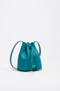 Bolso bucket peque&ntilde;o piel verde tropical