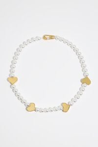 Collar perlas corazones dorado