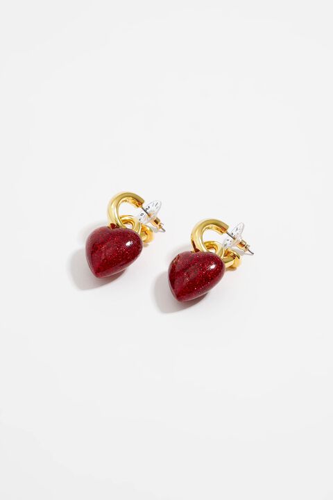 Pendientes aro corazón glitter rojo Pendientes aro corazón glitter rojo