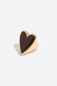 Anillo coraz&oacute;n marr&oacute;n y dorado