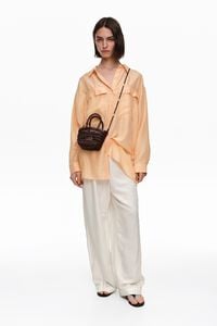 Camisa oversize seda naranja claro