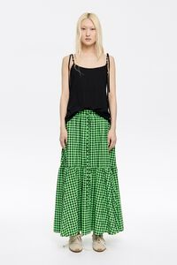 Falda midi cuadros verde neón Falda midi cuadros verde neón