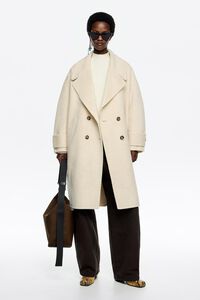 Abrigo maxi solapas doble faz marfil