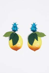 Pendientes limones y escarabajos azules