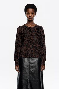 C&aacute;rdigan ajustado pelo Leopard Big marr&oacute;n oscuro