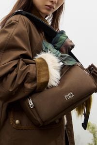 Bolso Pocket mediano gabardina encerada caqui oscuro