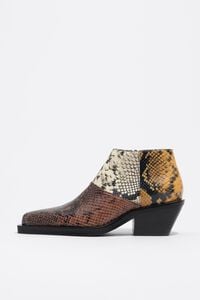 Zapato abotinado campero piel patchwork serpiente