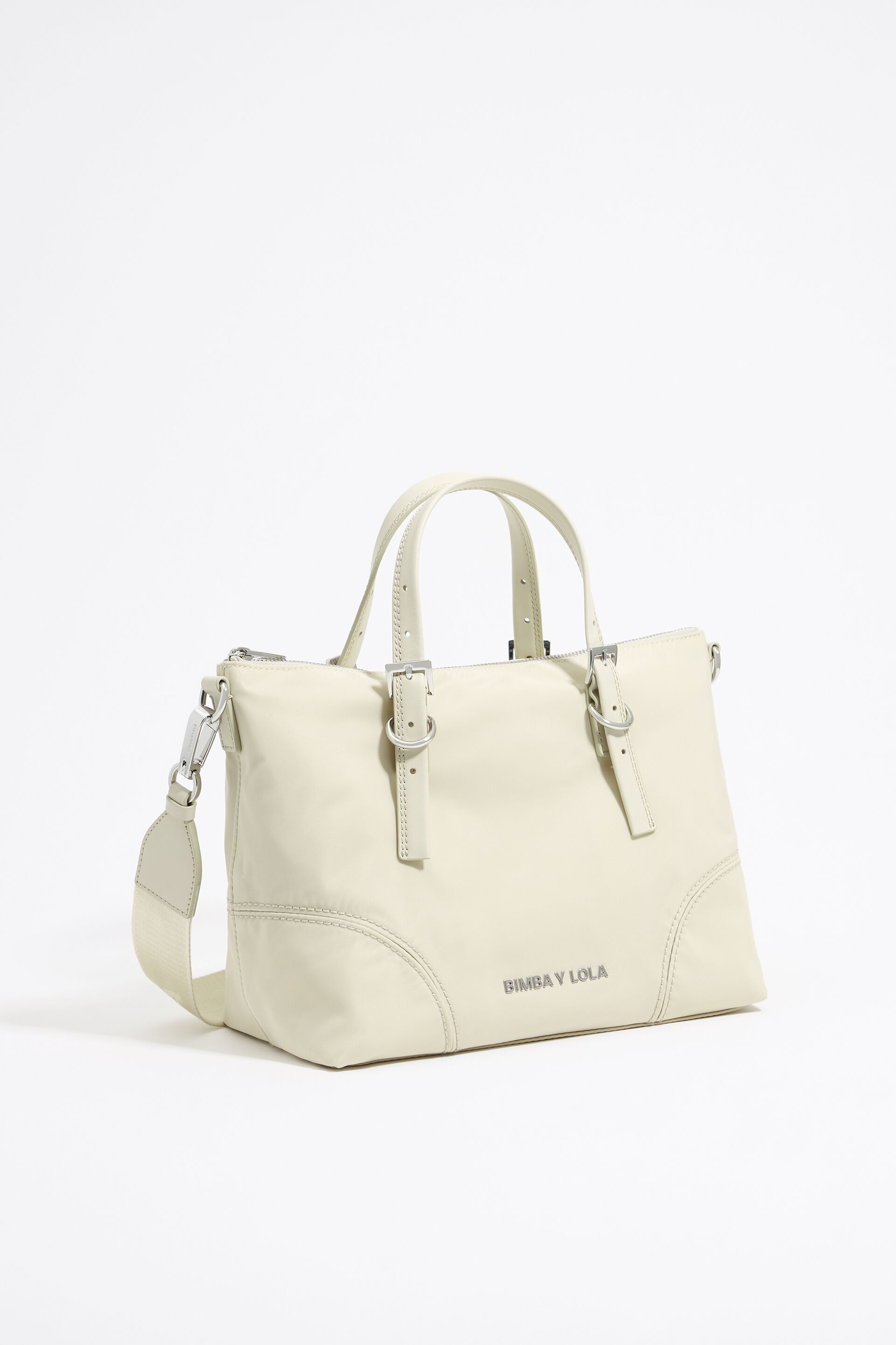Bag Bolso Blanco Bimba Y Lola Shopper Mediano Lavar Bolso Nylon