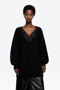 Jersey largo encajes negro