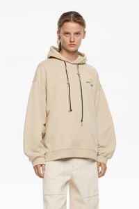 Sudadera capucha logo flores beige
