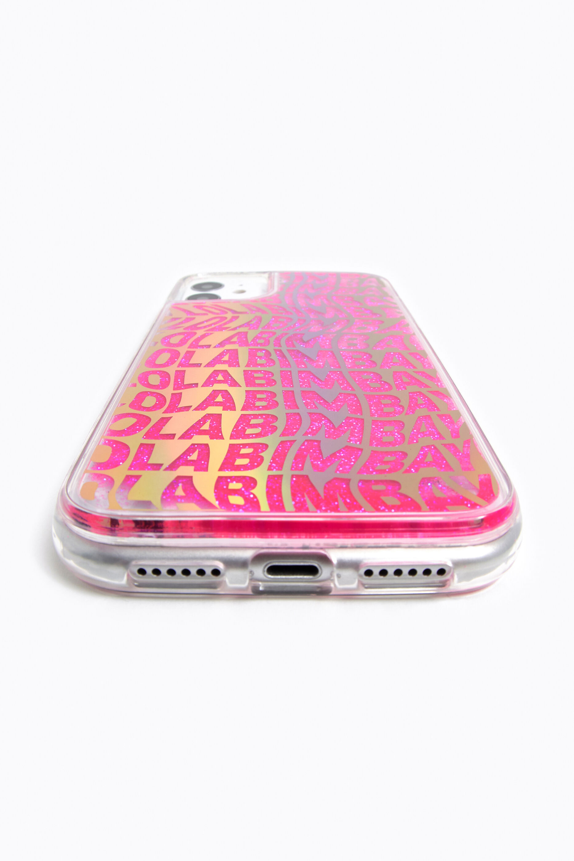 Funda iPhone 11 glitter fucsia neón