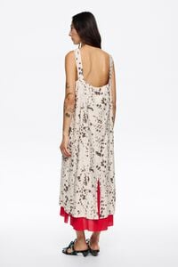 Vestido recto bajo contraste Lynx marfil