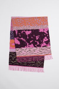 Chal jacquard franjas fucsia