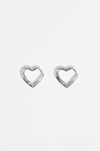 Pendientes aro coraz&oacute;n plateado