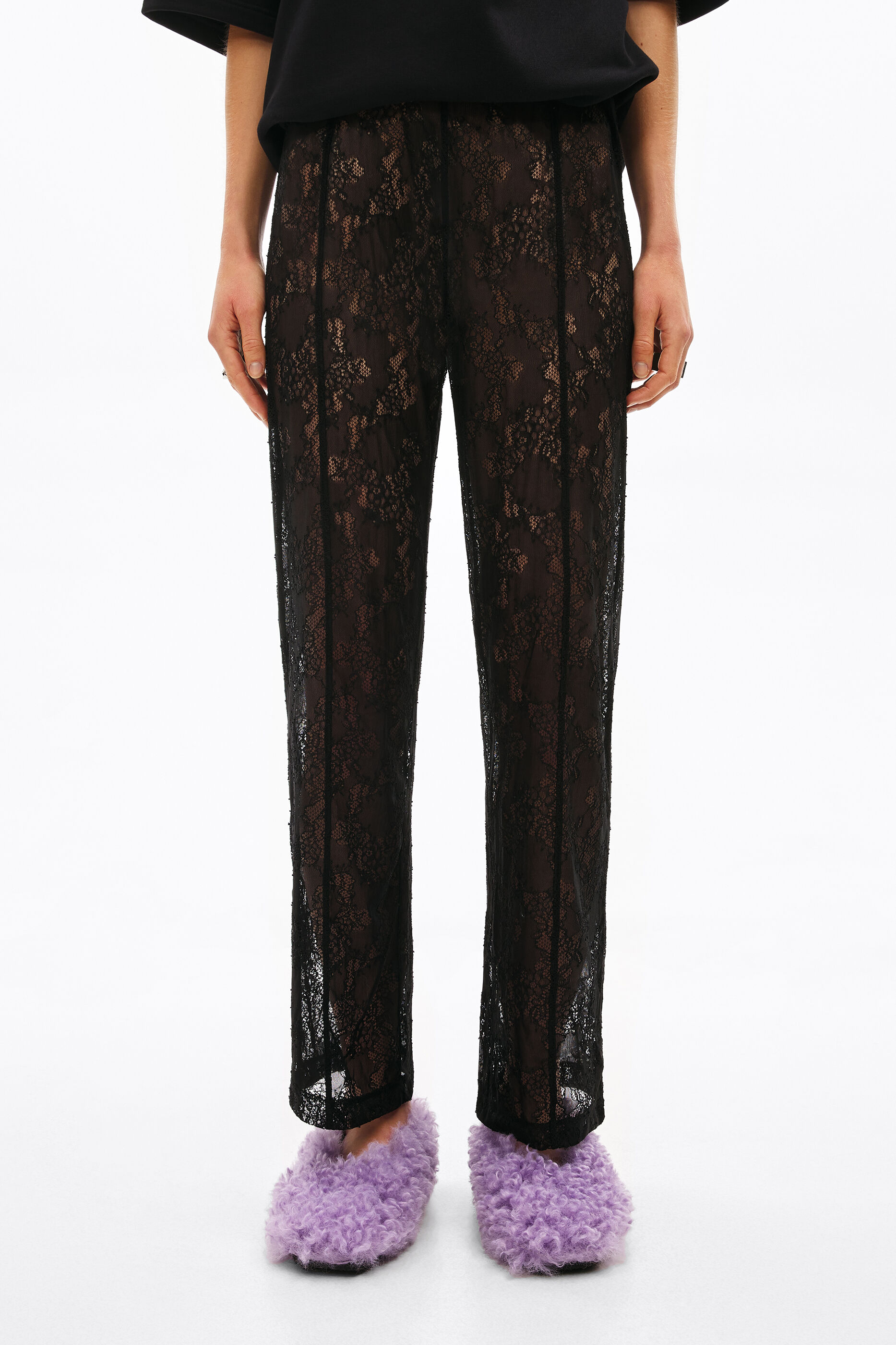 Pantalón tejido encaje negro