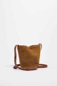 Bolso capazo peque&ntilde;o efecto rafia oro